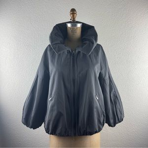 Ann Taylor l M Tailored Poof Ruffle Collar Balloon Sleeve Coated Utility Jacket